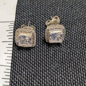 Elegant Square Diamond Stud Earrings